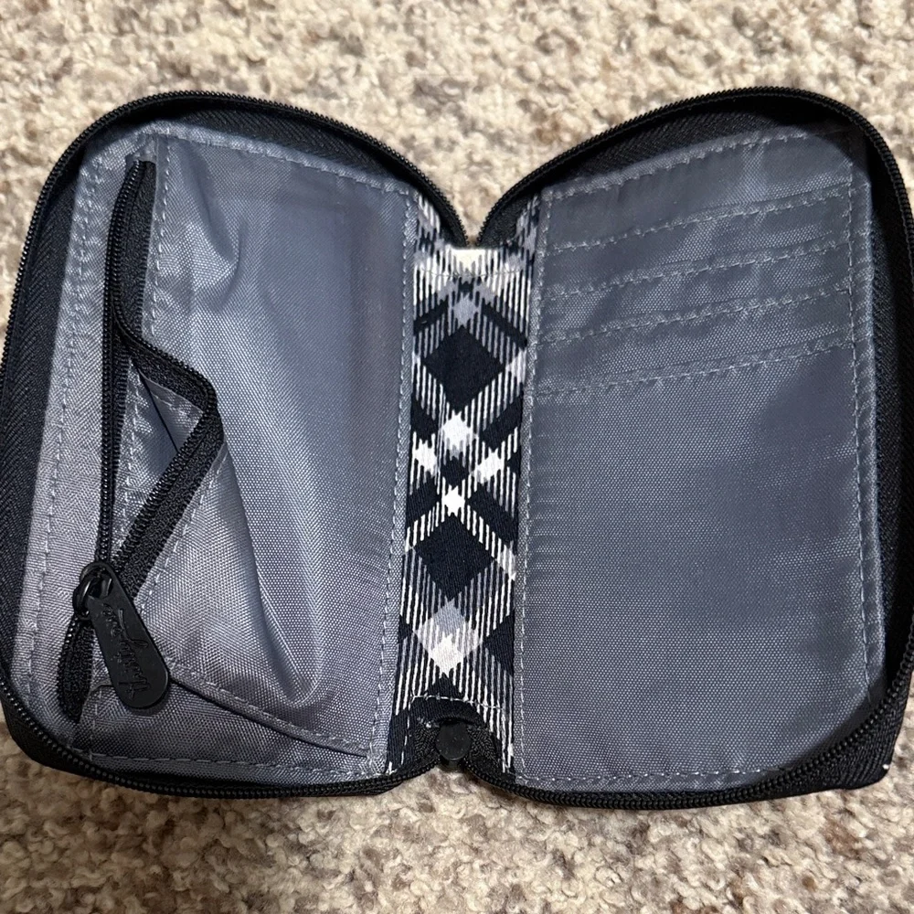 Thirty-One Black & White Plaid Small Wallet